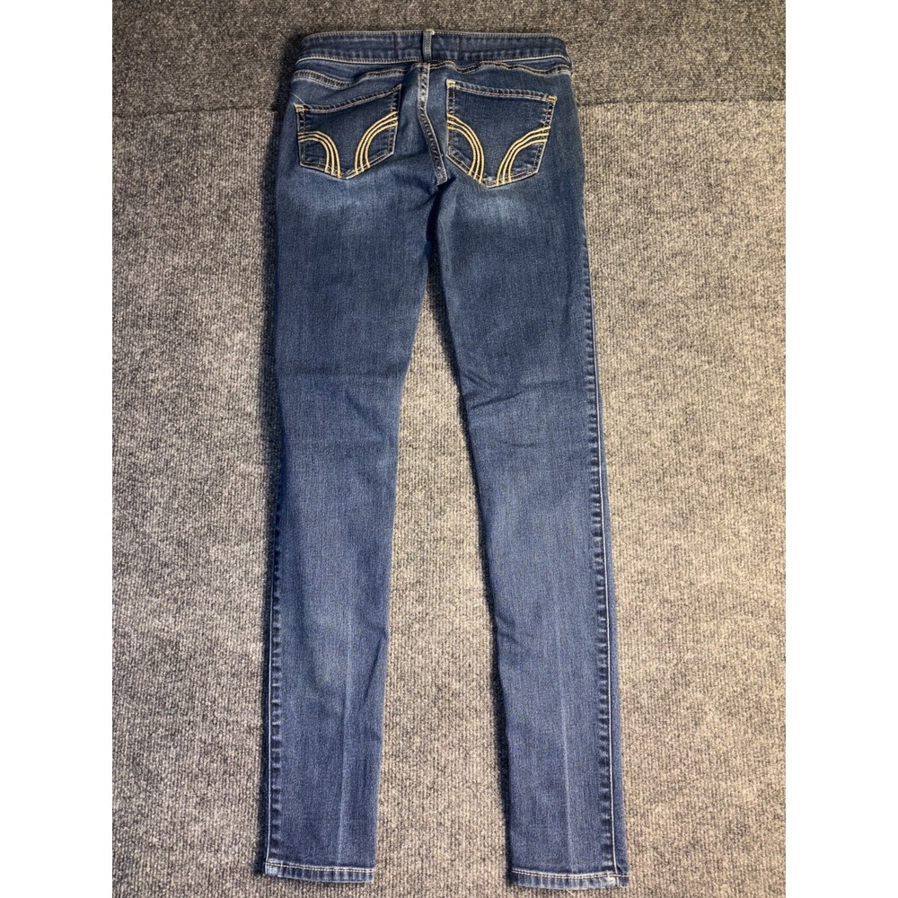Hollister Skinny Jeans Women 0R Blue Denim Stretch Low Rise Embroidered‎ Pocket - Picture 7 of 10
